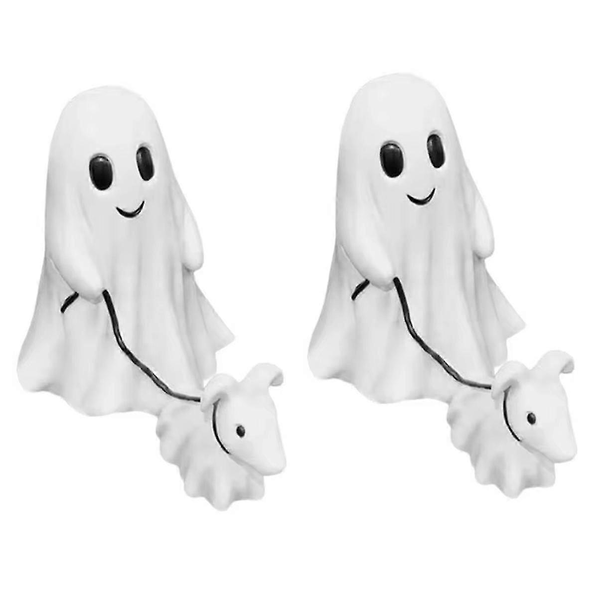 ゴーストドッグウォーキング像:ハロウィーンの装飾、かわいいガーランド、ハロウィーンのゴーストドッグ愛好家のための小さなオーナメント