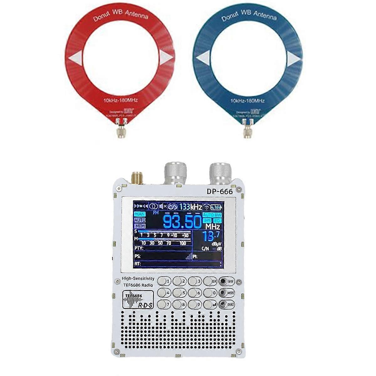 New DP-666 TEF6686 Radio 2.8-Inch IPS Touch Screen High Sensitivity Receiver Full Band FM LW MW SW Radio