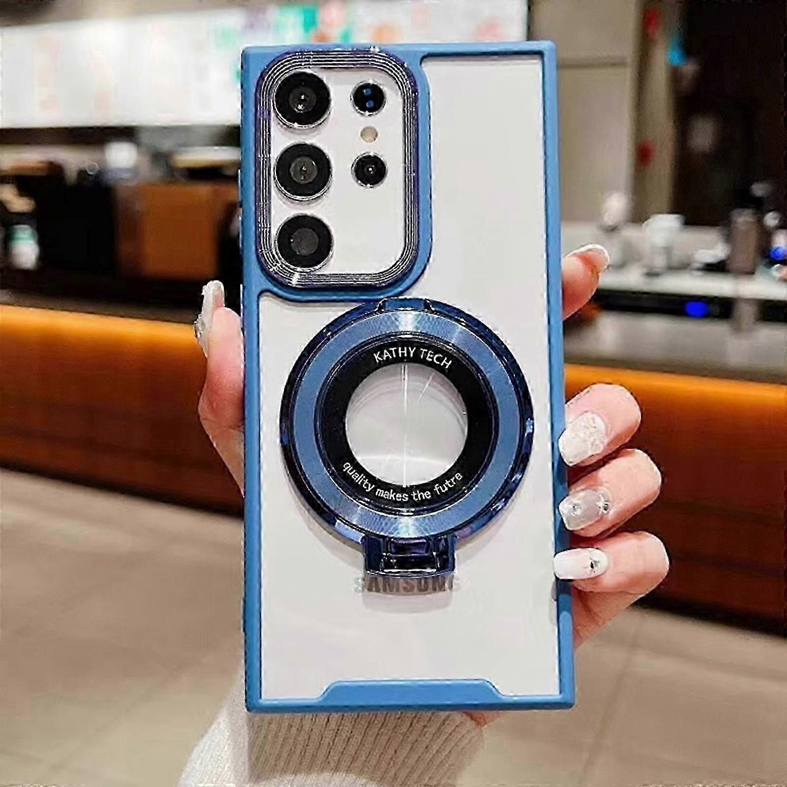 Clear S24 Plus Case with Magnetic Stand Compatible with MagSafe, Shockproof Protective Galaxy S24 Plus Phone Case with Kickstand