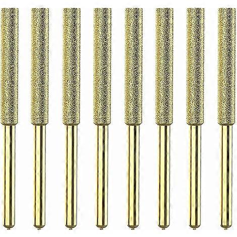 8Pcs Titanium Plated Diamond Sharpener Chainsaw Bits High Hardness Electric Chainsaw File - 4mm