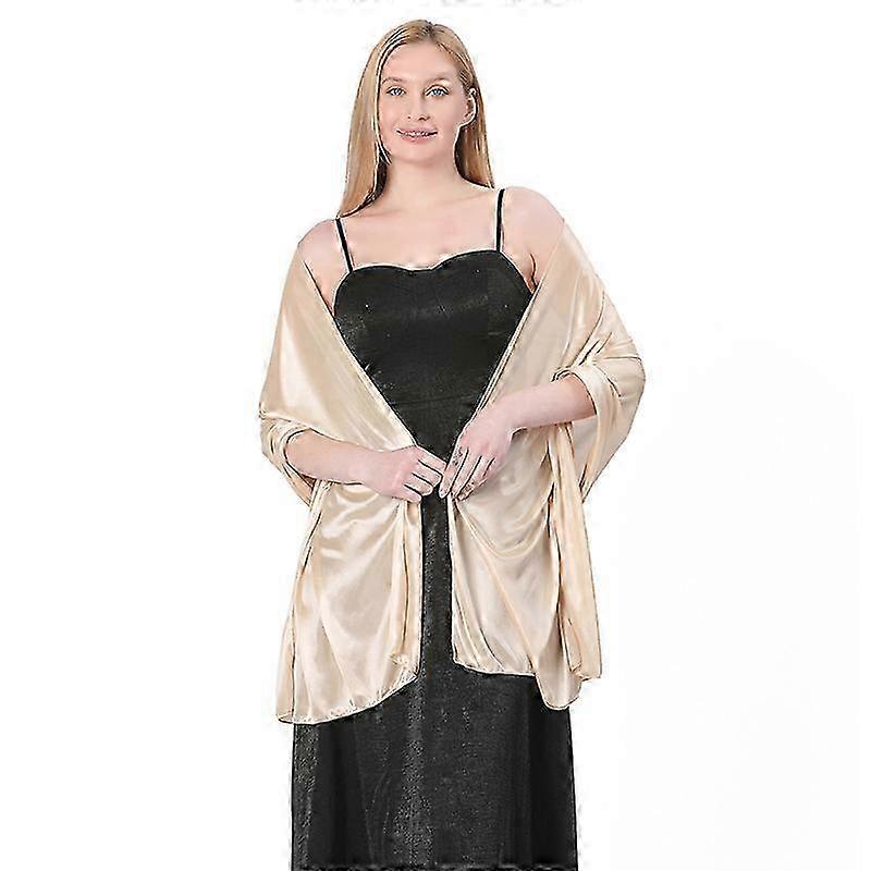 Kvinders Silke Satin Lang Tørklæde Wrap Letvægts Solid Aftenkjole Bryllup sjal