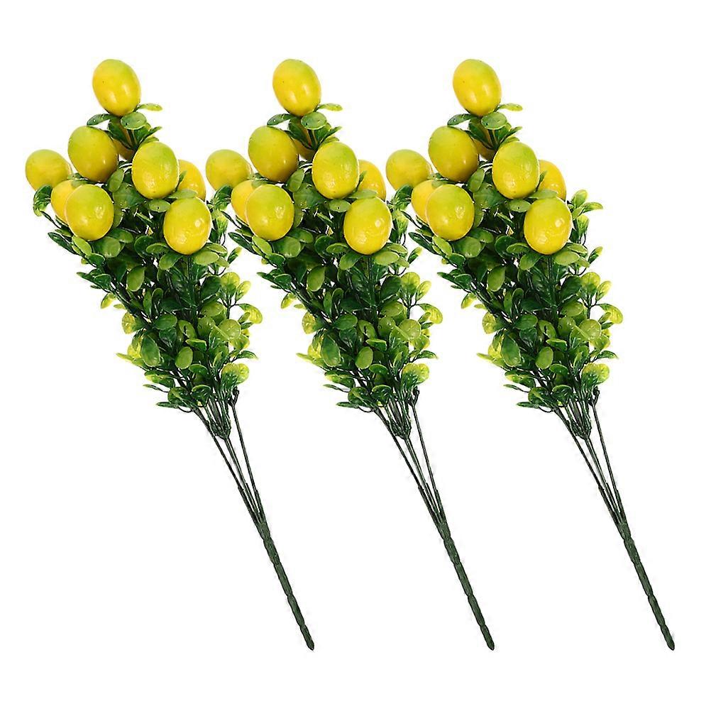 3Pcs Faux Lemon Branches Ideal For Diy Home Decor And Event Planning With Multi Color Design Perfect For Freshening Up Any Space