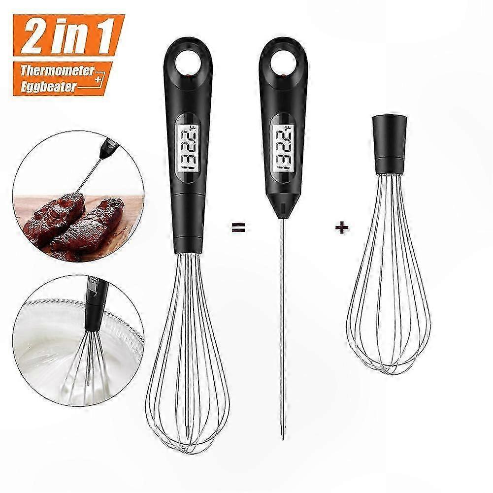 Batedor de aço inoxidável com termômetro digital para cozinhar carne e ovos em casa