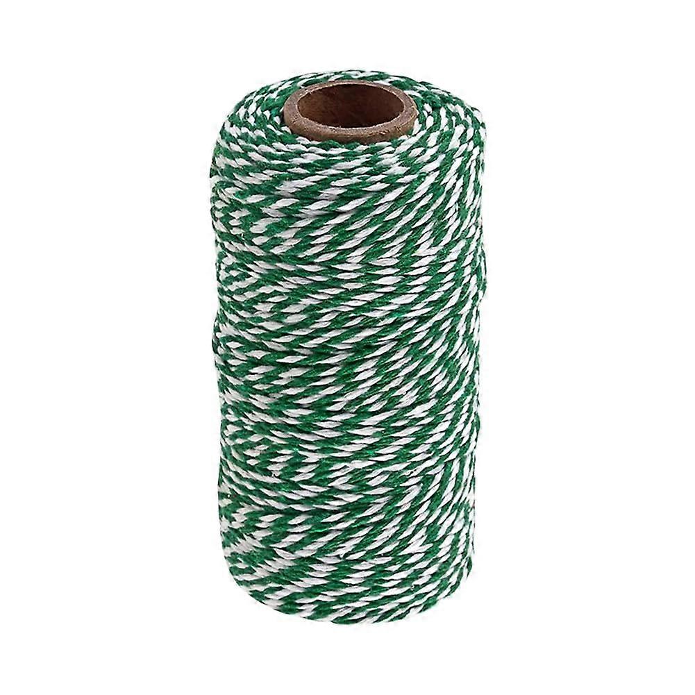 2mm 100m Thin Packing Twine Green White Gift Wrap String For Christmas Crafts Wrapping Rope Tag Present