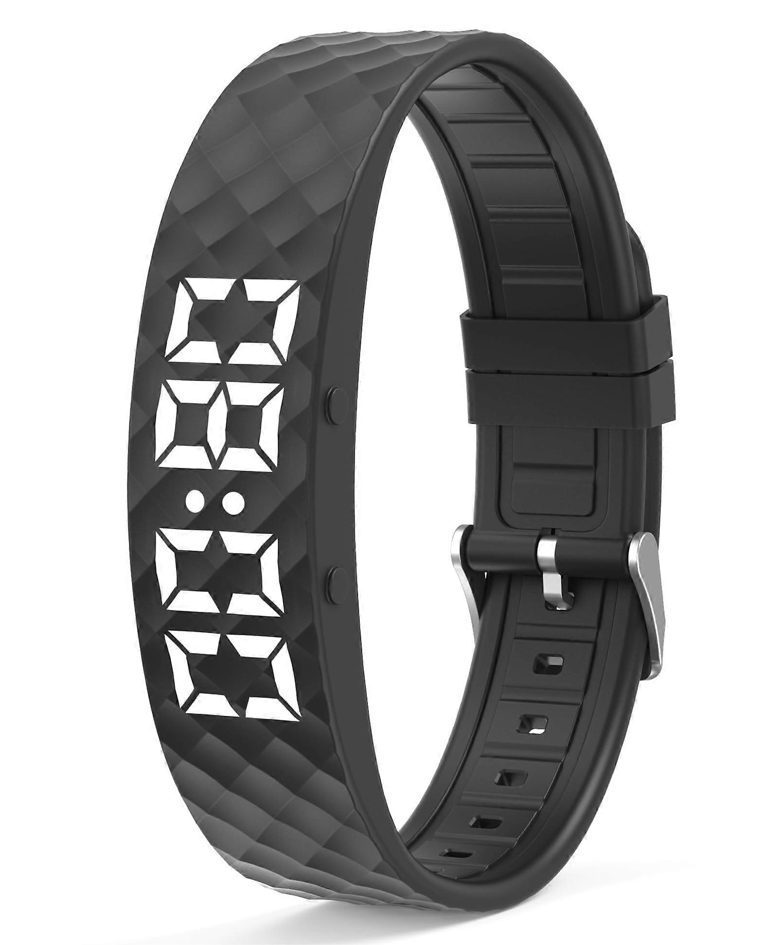 Fitness Tracker Non Bluetooth Pedometer Watch Step Counter Calorie Counter IP67 Waterproof For Adults Seniors Black