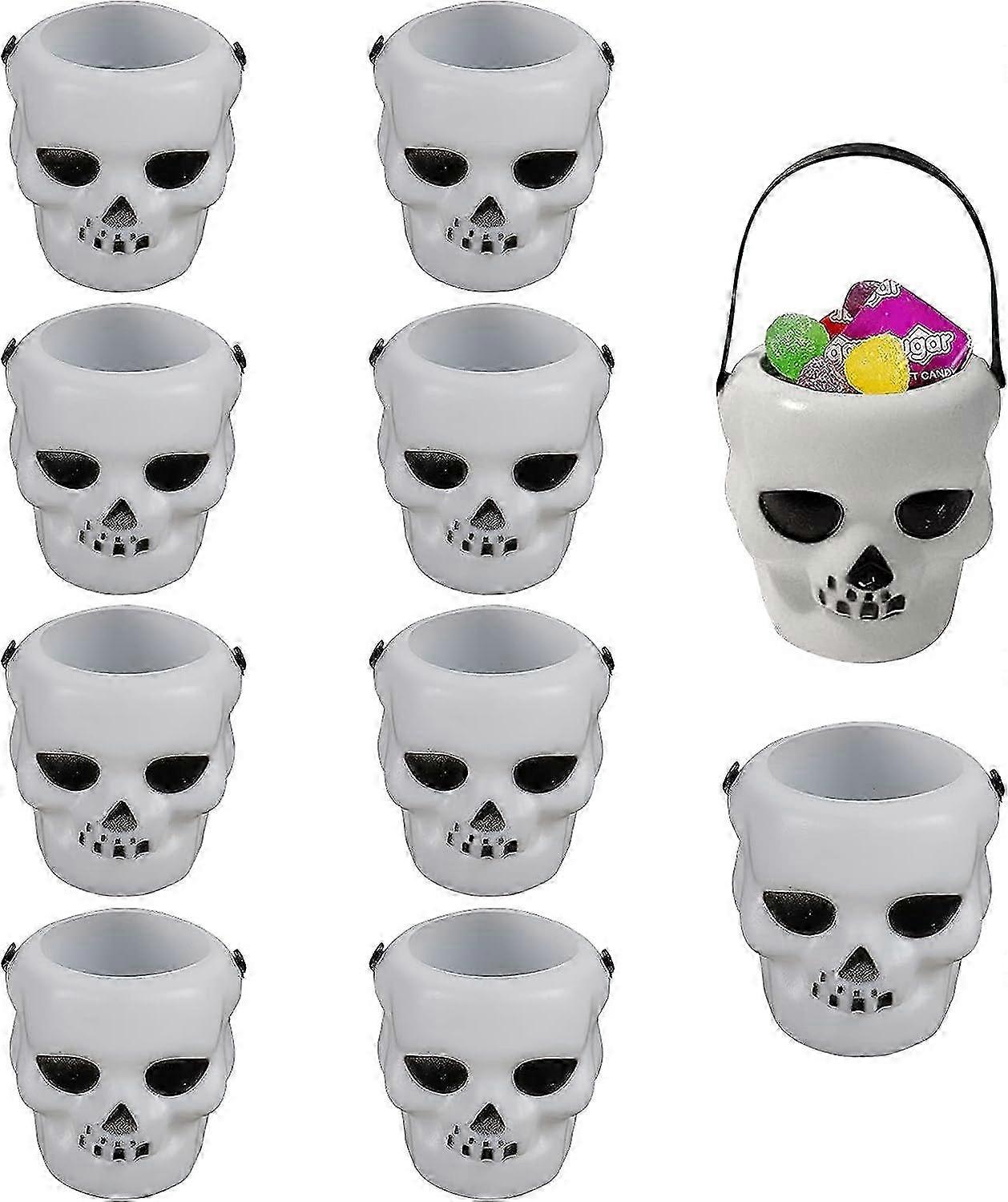 10pcs Mini Candy Bucket Witch Cauldron with Handle Cauldron Halloween Candy Holder Pot Skull Shaped Kettle Cup Trick or Treat Party Candy Bucket