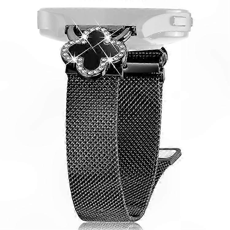 Electroplated Metal Watch Strap with Clover Decor for Smartwatches, Milanese Loop Design, Size: S