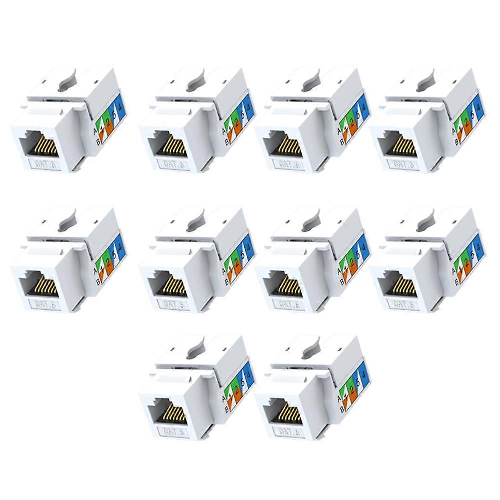 10PCS Cat6 Jack, Ethernet Punch Down Connector, Wall Adapter 90-Degree Module Coupler, Compatible Cat5/5e/6
