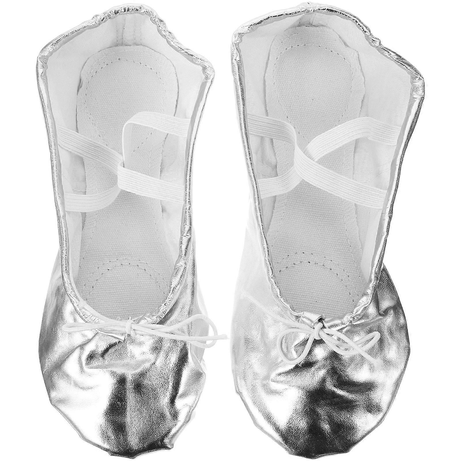 PU Ballet Practice Shoes For Childrens Non Slip Absorption Ideal For Physique Lesson All Seasons 1 Pair