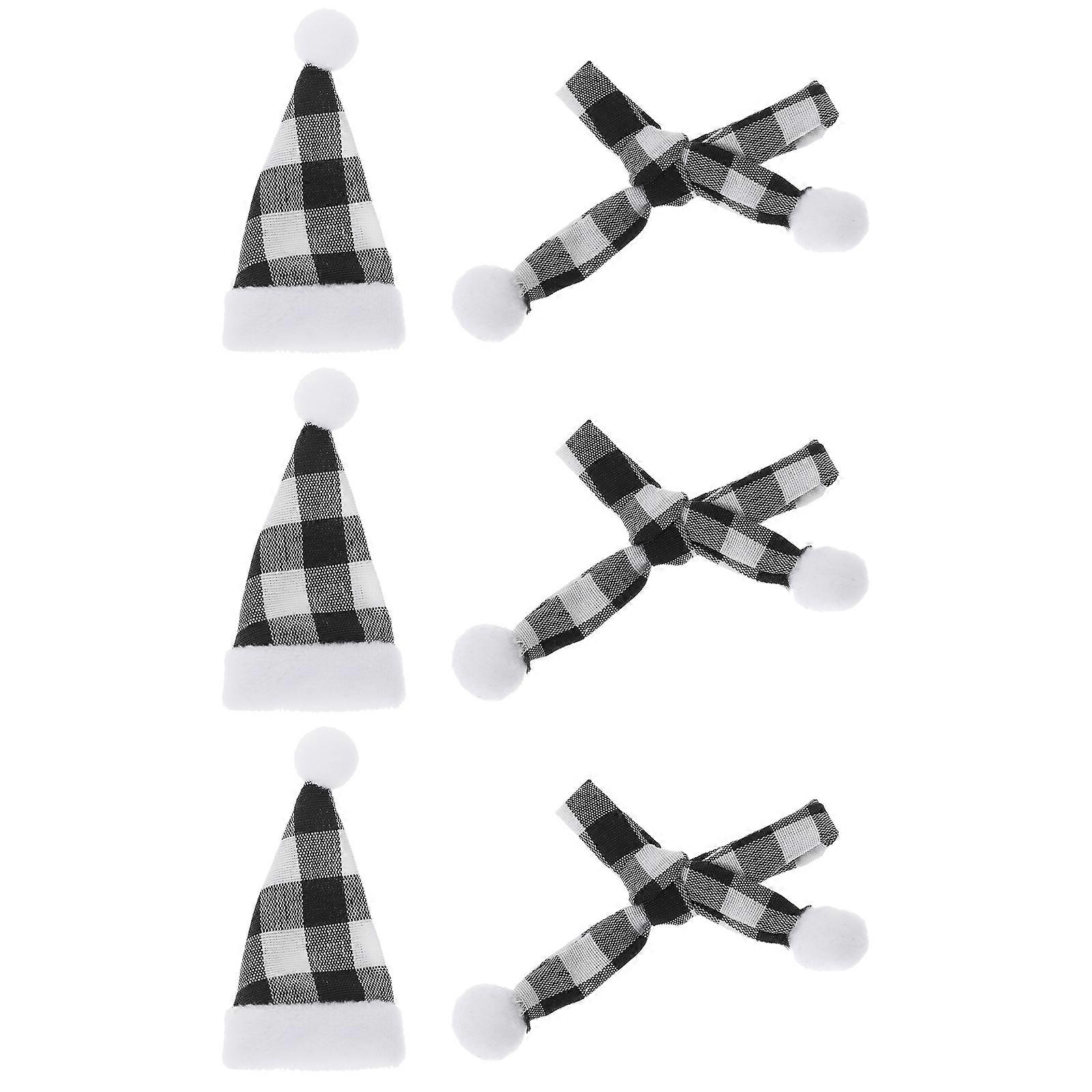Mini Scarves Hats for Christmas Decoration 3Sets Black Fabric