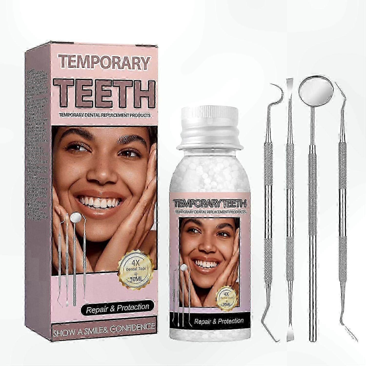 Moldable Dental Filling Kit with 4 Tools for Broken or Missing Teeth, DIY Tooth Restoration Solution for Natural Results