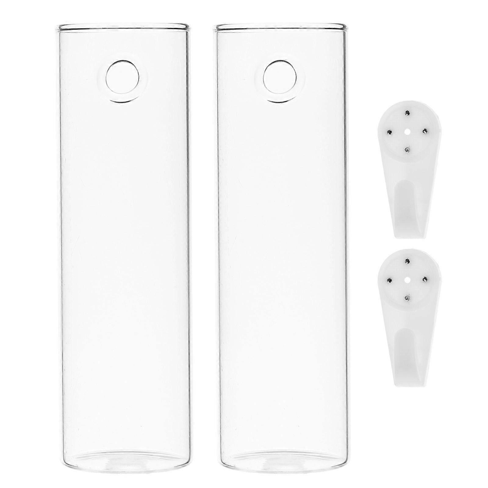 2pcs Wall Hanging Vase Planter Wall-mounted Vase Glass Container Flower Planter for Home