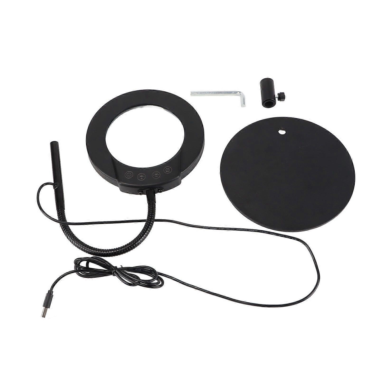 Repair Magnifying Glass with Light Stand 10X Desk 5 Color Modes Stepless Dimmable Clamp Flexible Gooseneck Magnifier