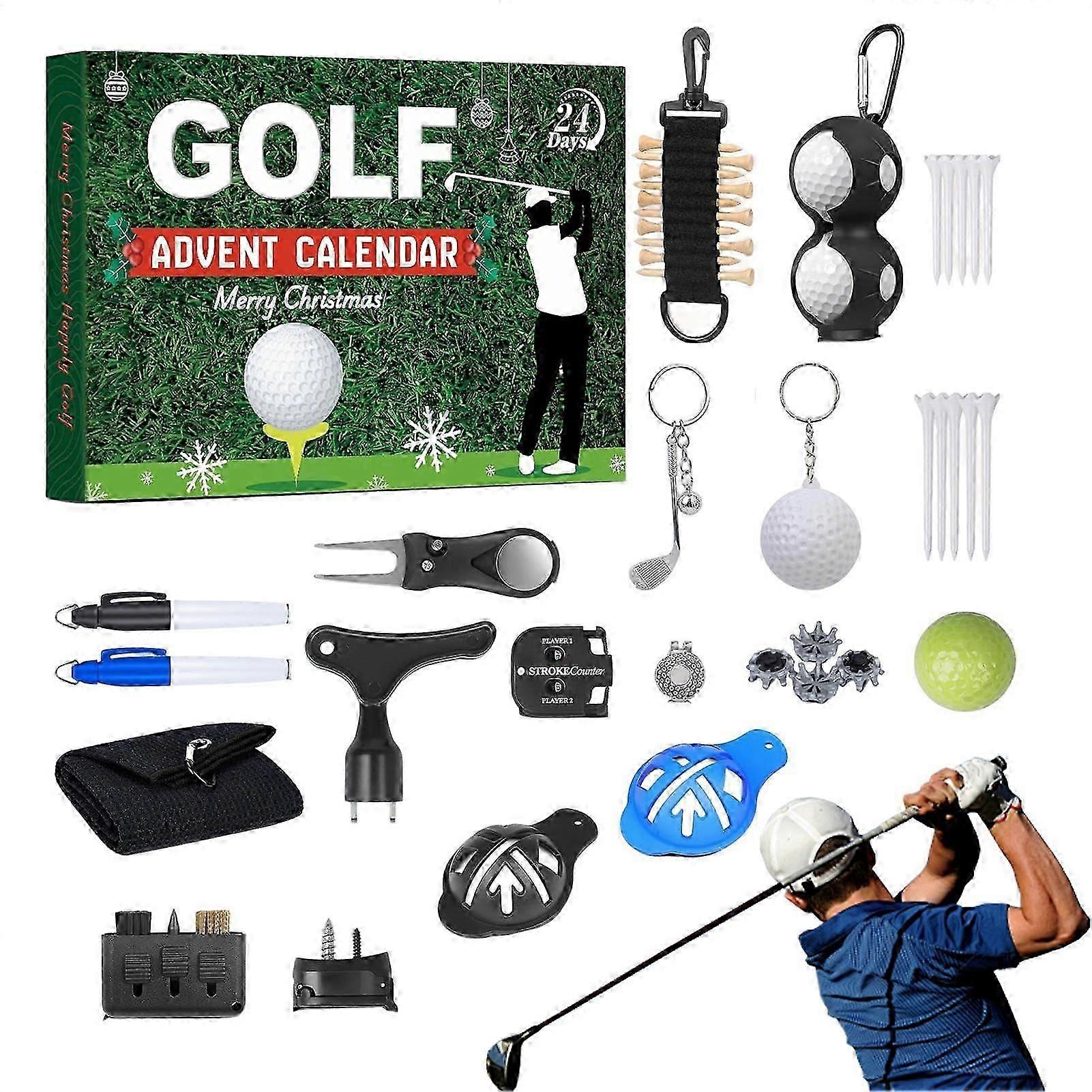 2025 Golf Advent Calendar Christmas Countdown Calendar 24PCS Accessory Set Golf Themed Design2