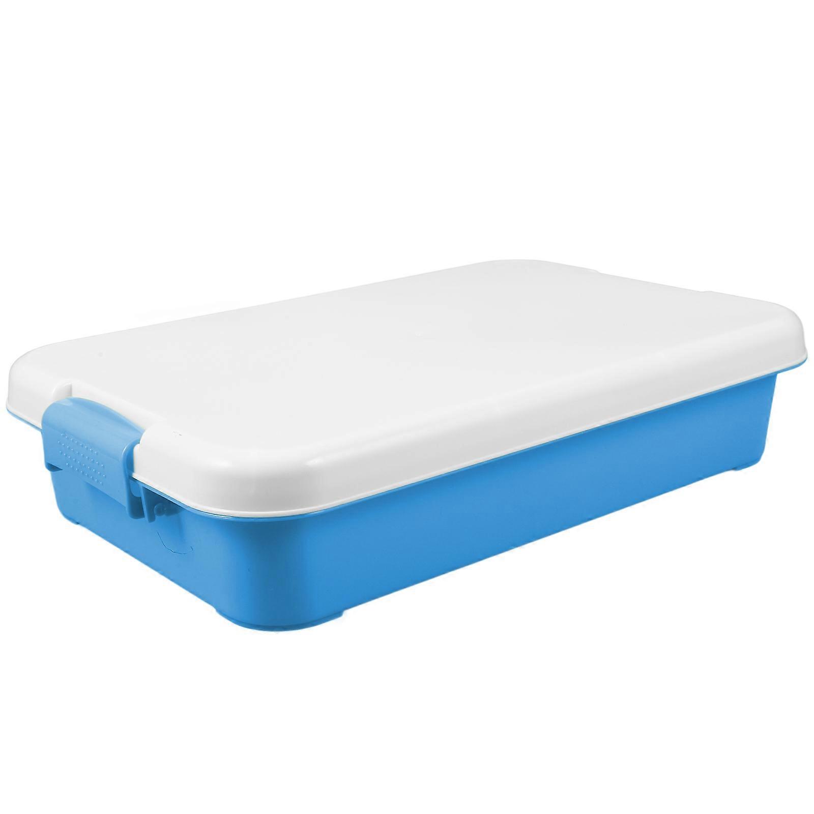 Sky-Blue Plastic Sandbox with Lid for Backyard Play Outdoor Activities Portable Rectangular Box 1Pack