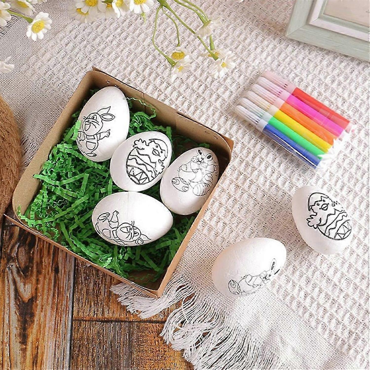 6Pcs Easter DIY Hand-Painted Eggs 2024 Children's Handmade Gift -D