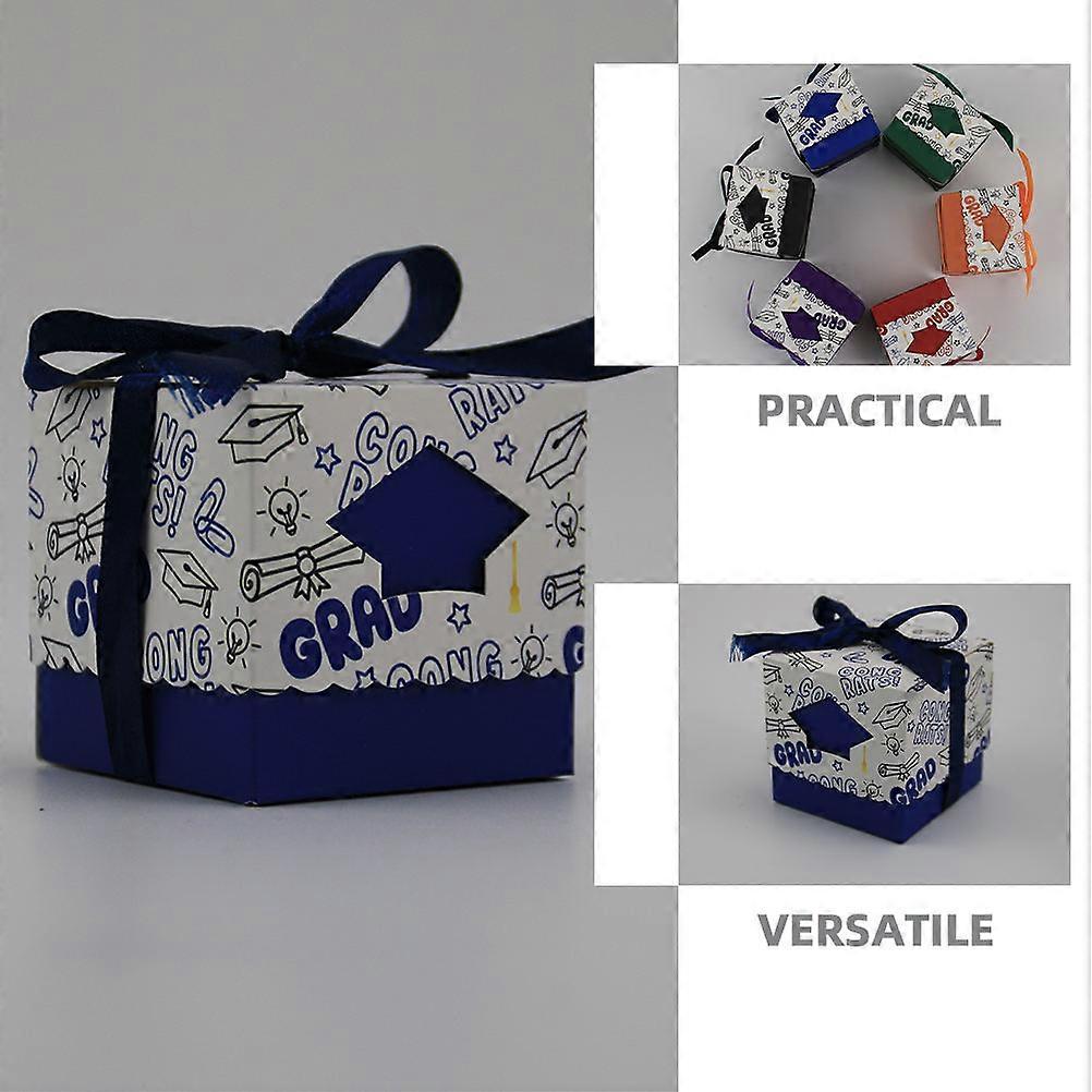 Blue Graduation Candy Box Paper Treat Holder for Storage 50Pcs
