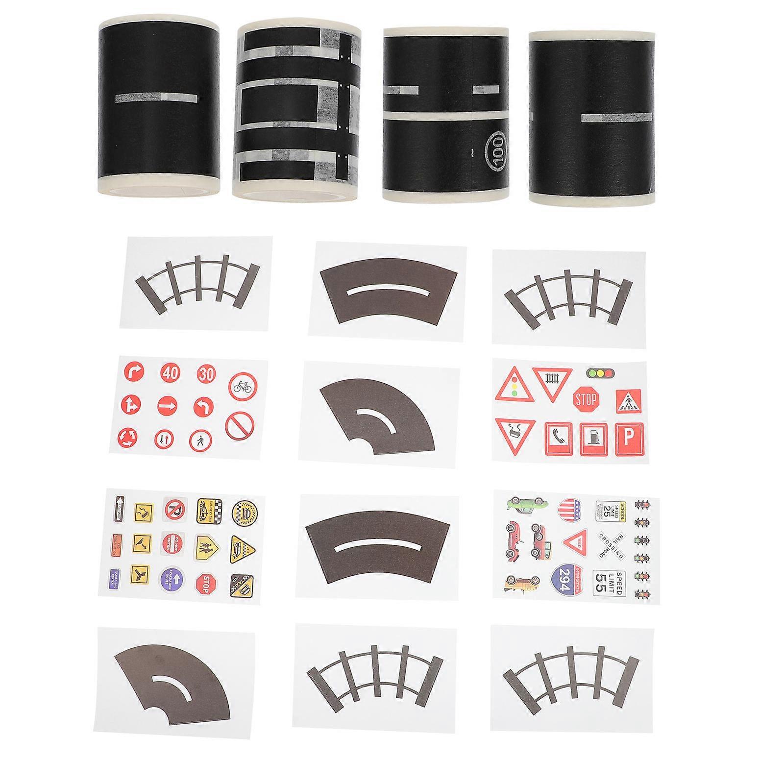 DIY Railway Washi Tape with Traffic Adhesive Tape for Decor 16Pcs