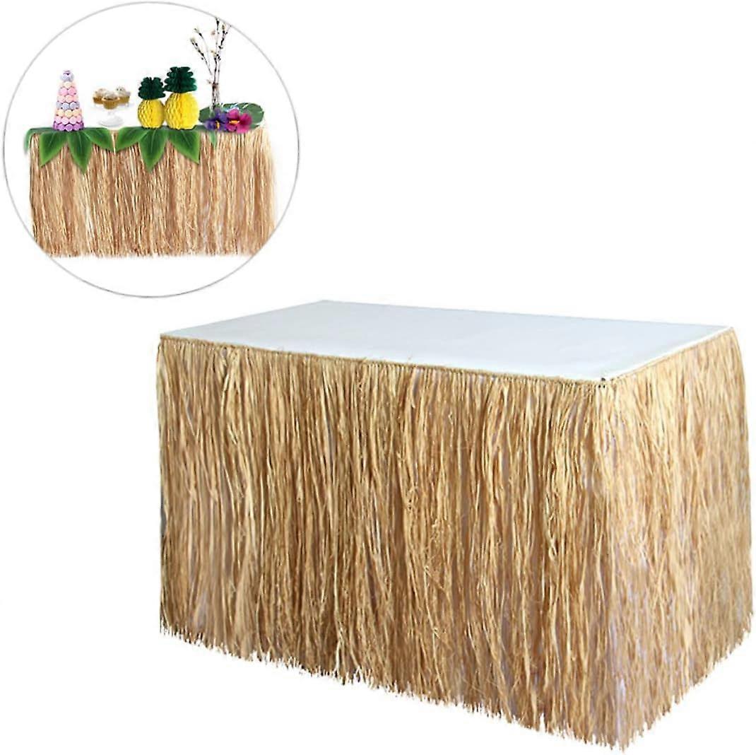 Straw Table Skirt Raffia Craft Beach Party Decor Seaside Event Table Decorations