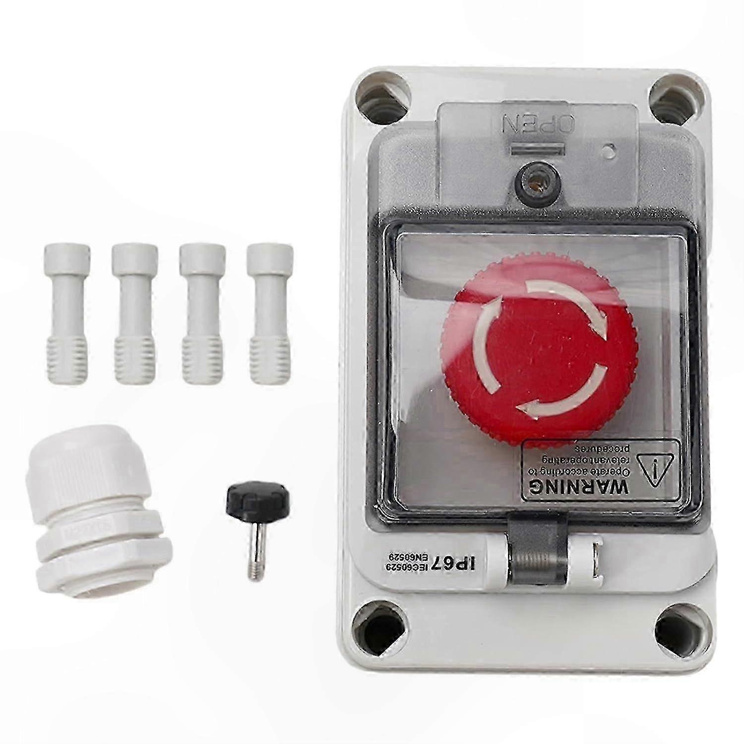 Emergency Stop Button with Protective Cover and Box - Push Button Switch for Safety Applications