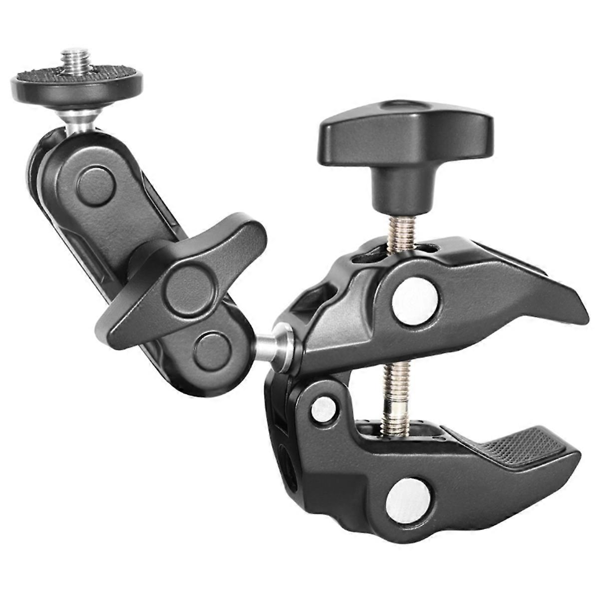 Metal Super Clamp 360 Ballhead Magic Arm Double Ball Head Adapter 1/4in Screw 3/8in Thread for Camera Monitor LED Light