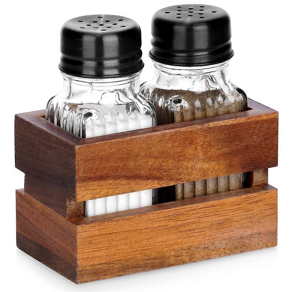Salt and Pepper Shakers with Stand, 3-Piece Set
