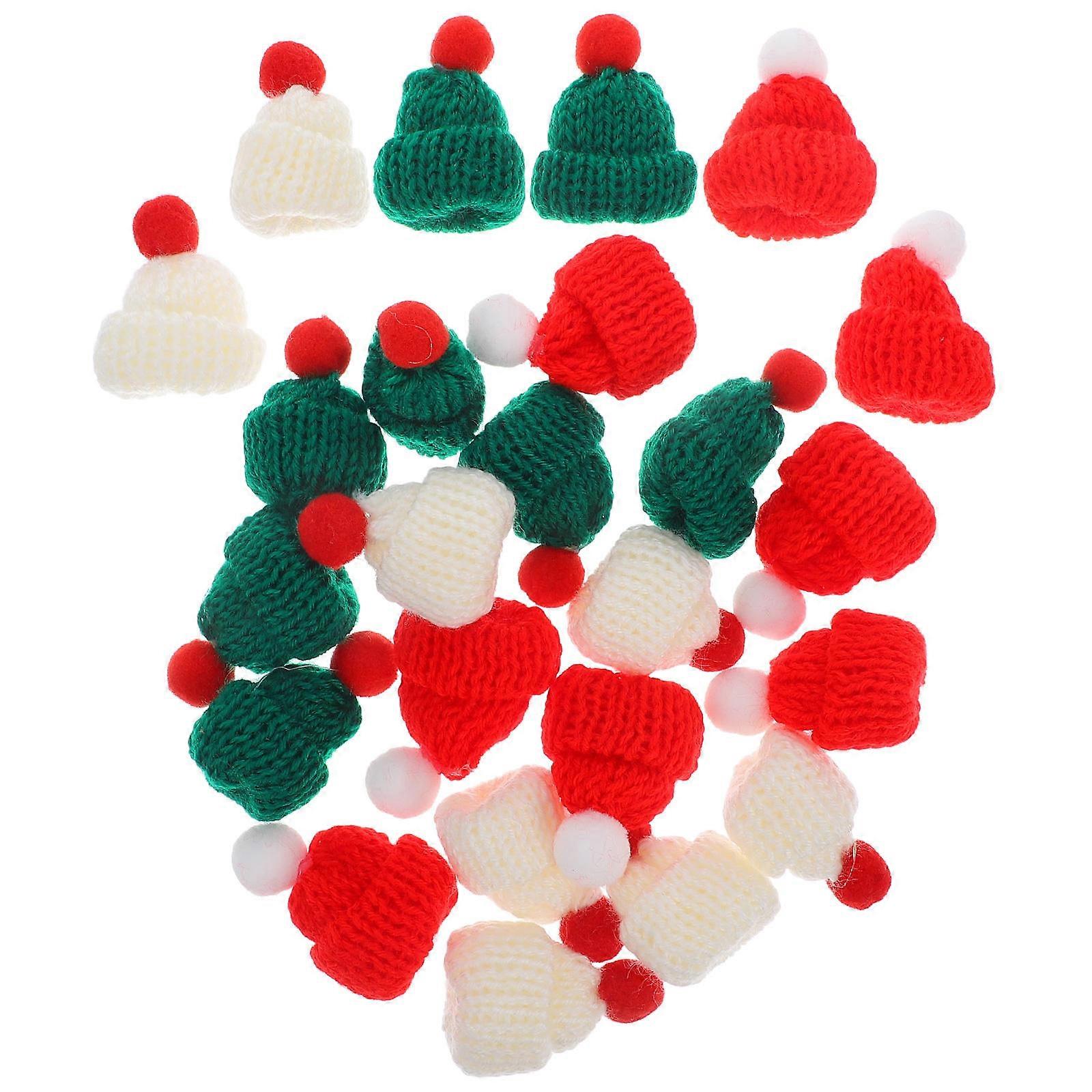 Mini Christmas Knitting Hats for DIY Crafting 72Pcs Assorted Color Woolen Yarn