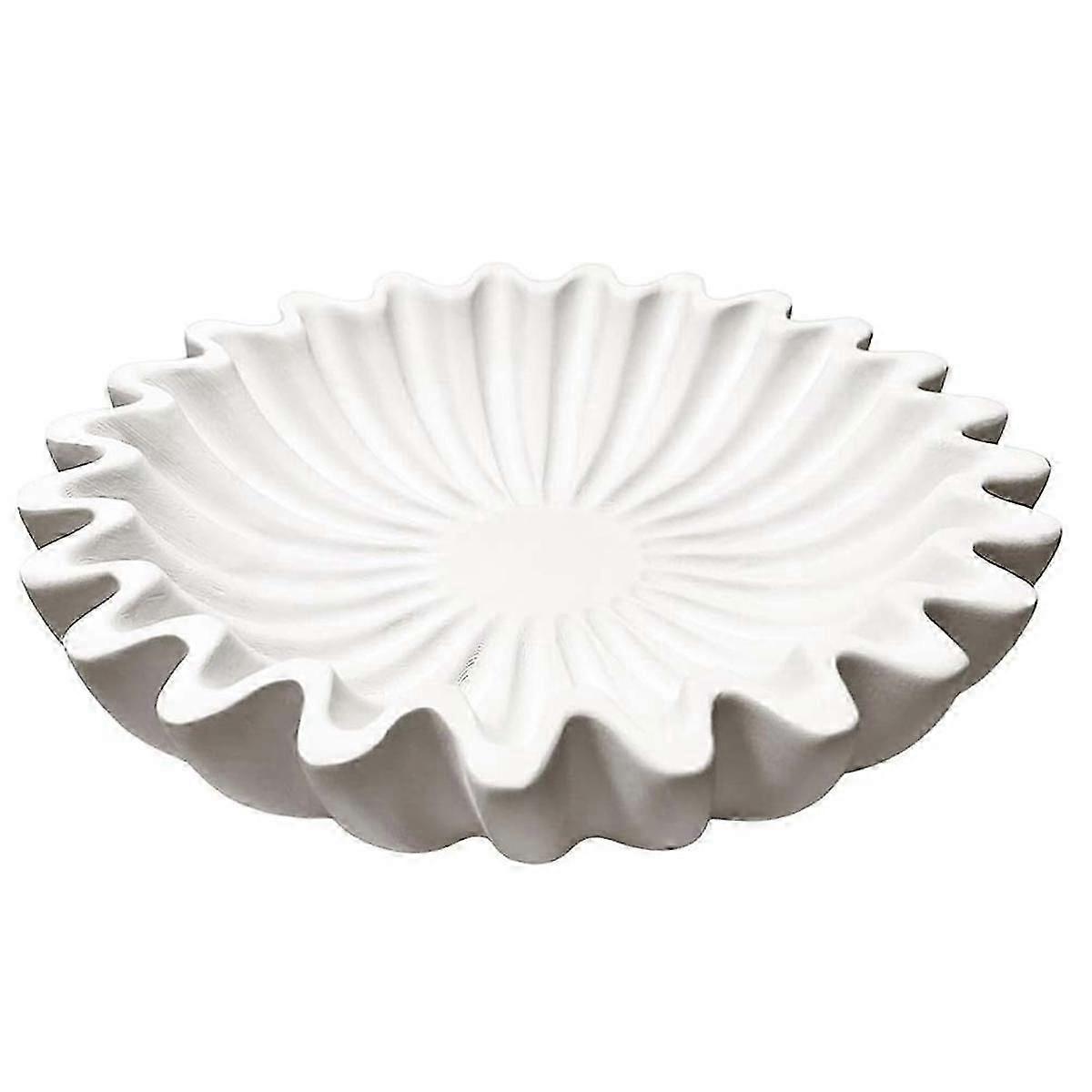 Fluted Ruffle Decorative Bowl Resin Scallop Fruit Bowl Key Bowl for Entryway Table Bowl for Coffee
