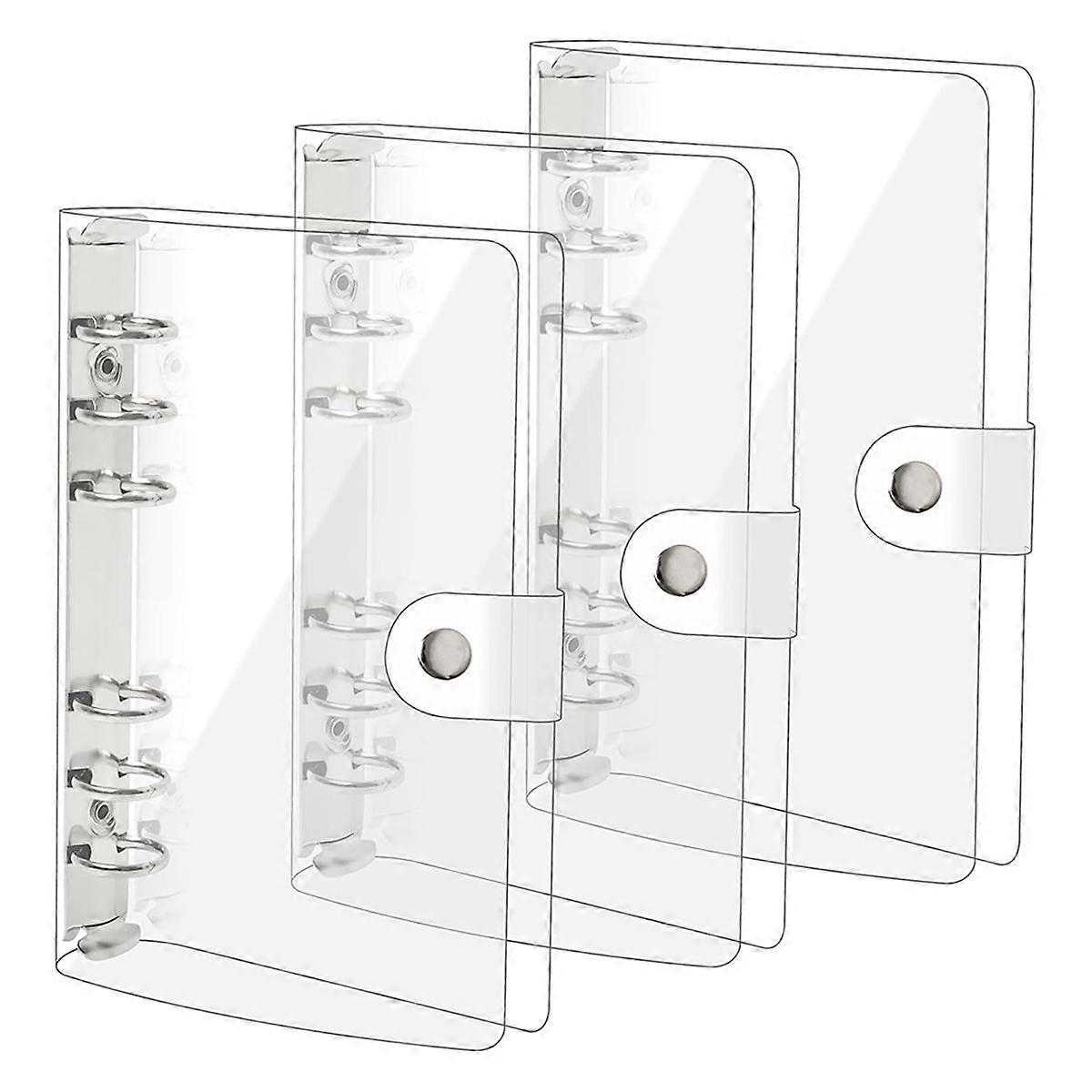 3 Pack A6 Transparent Soft PVC 6 Ring Binder Cover Clear Binder