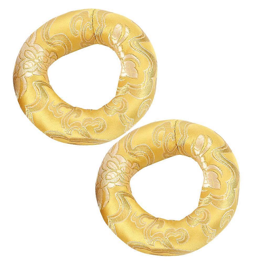 Round Singing Bowl Cushion Cotton Pad for Protective Use 10Pcs Yellow Set