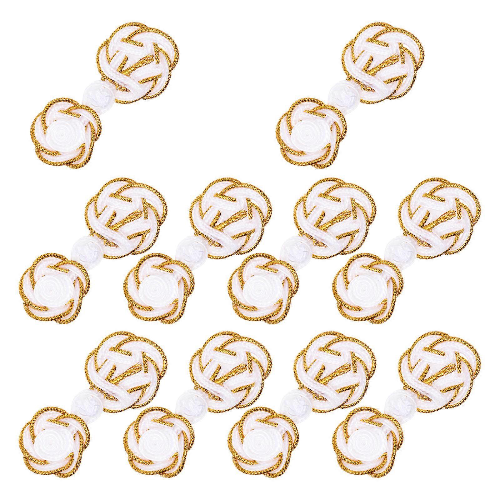 Sewing Fastener Chinese Knot Buttons for Clothing Closure 20Pairs Golden