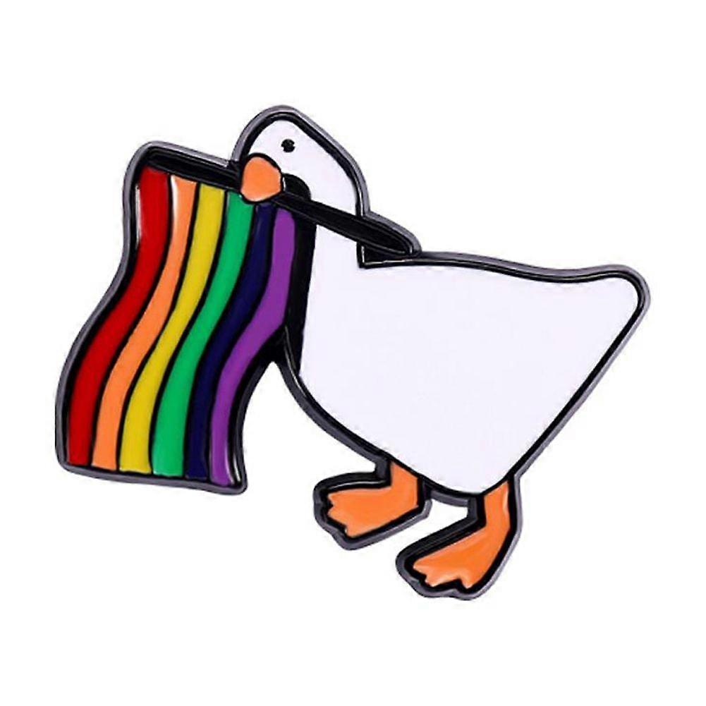 LGBT Pride Rainbow Flag White Goose Design Enamel Lapel Pin LGBTQ+ Badge ф* ф✿ P3A5