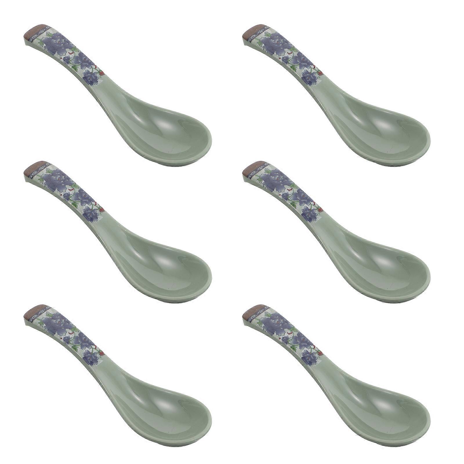 Blue Soup Serving Spoons for Dining 12Pcs Ramen and Appetizer Spoons