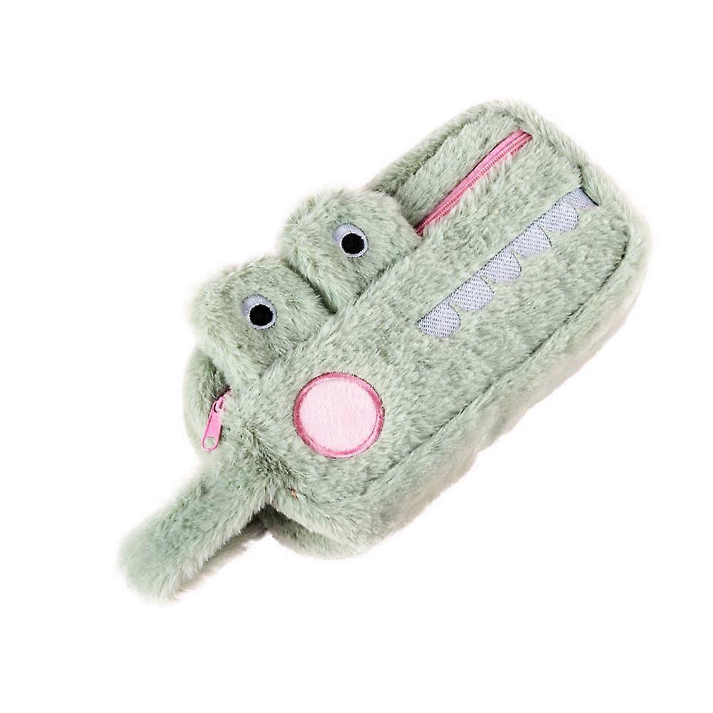 Plush Green Pencil Case for Storage 2Pcs Crocodile Shaped Pen Pouch