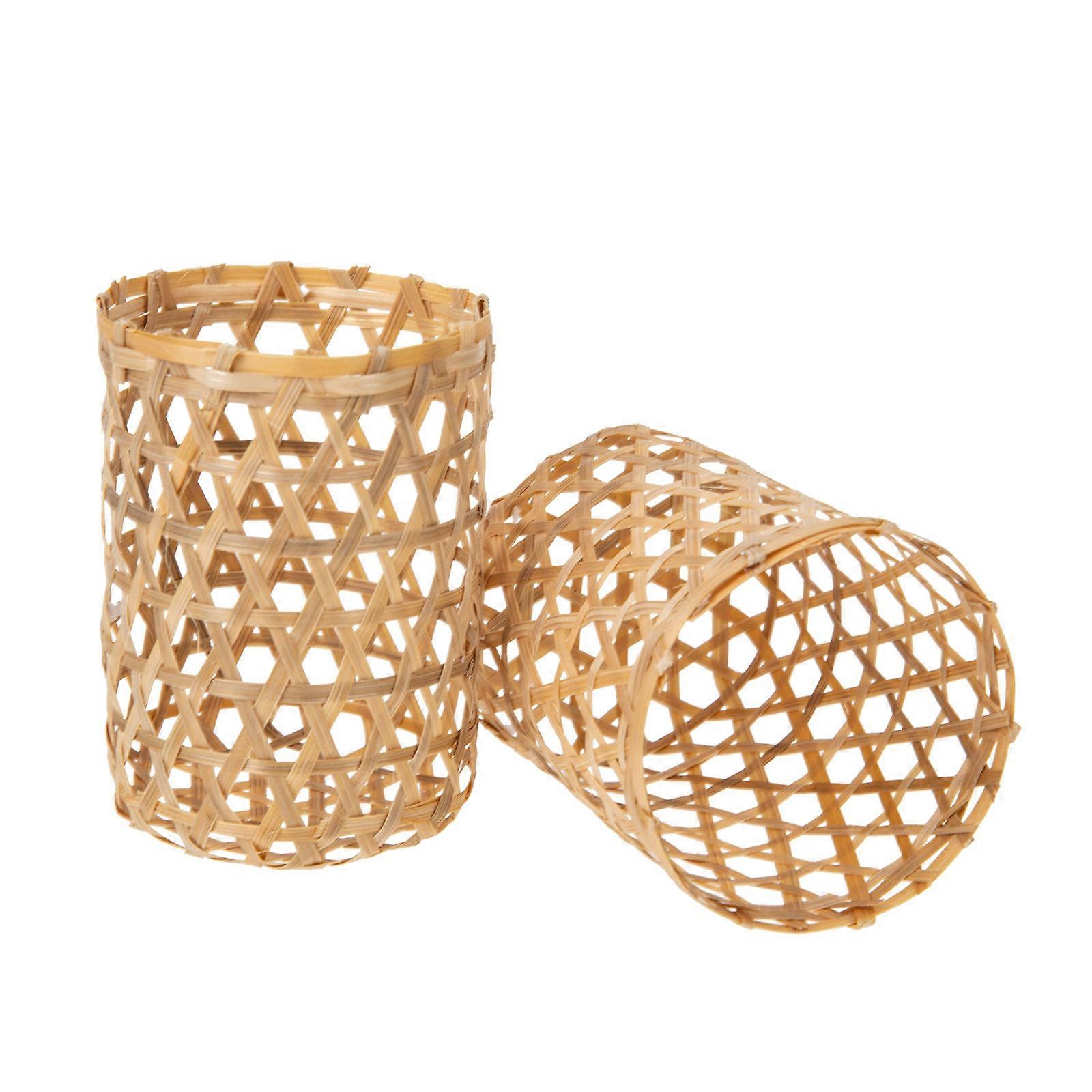 Bamboo Woven Protective Cover Rustic Vintage Insulation 10 Pcs Designed For And Cold Cups At Home
