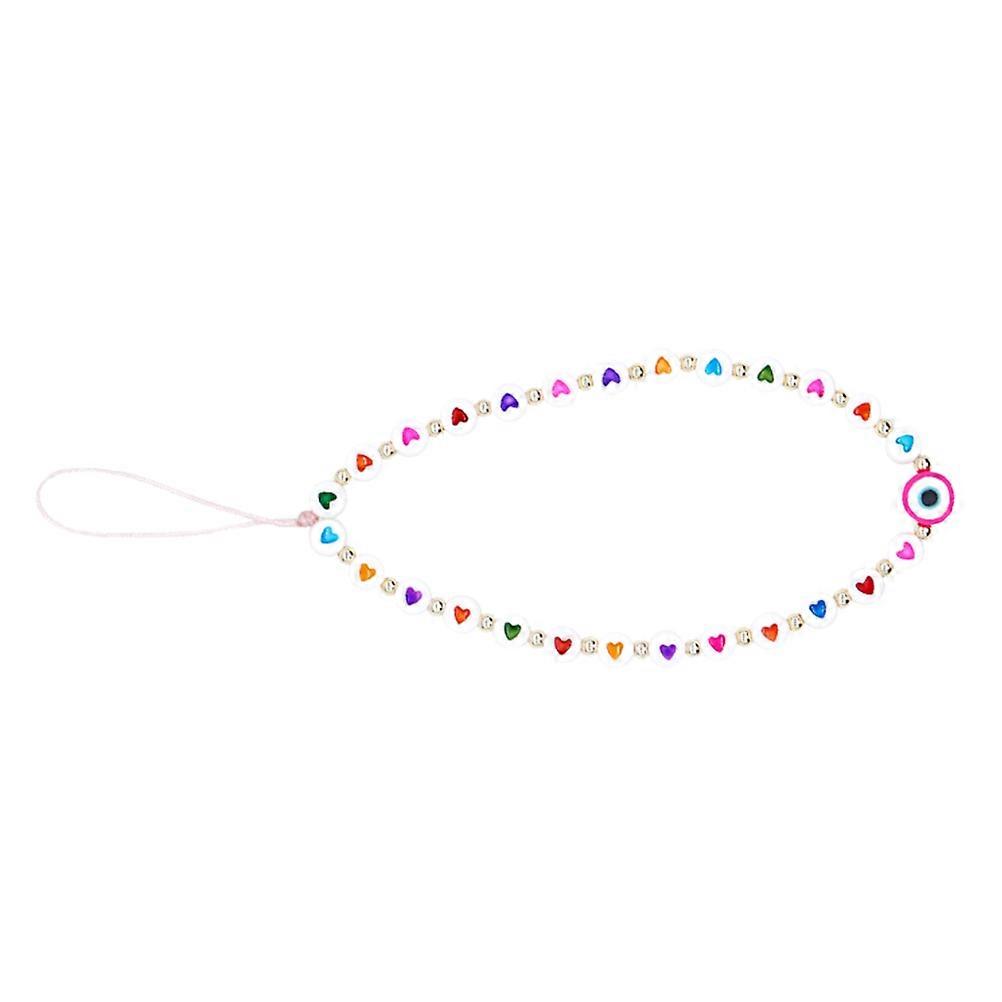 Heart-shaped Beaded Phone Wristband Anti-lost Function For Lightweight Electronics 1Pcs