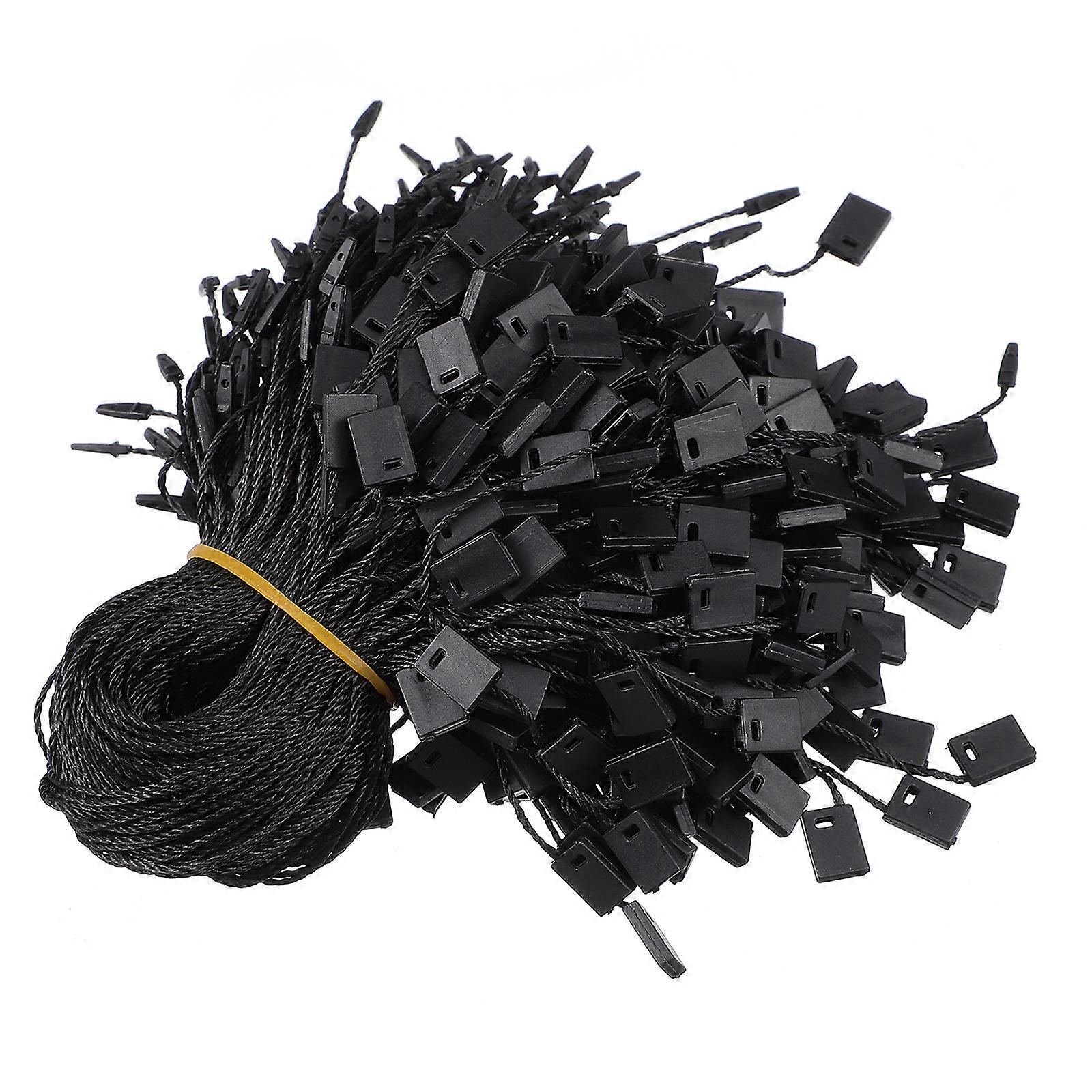 Plastic Tag String Black with Nylon Snap Lock Fastener for Clothes 950Pcs