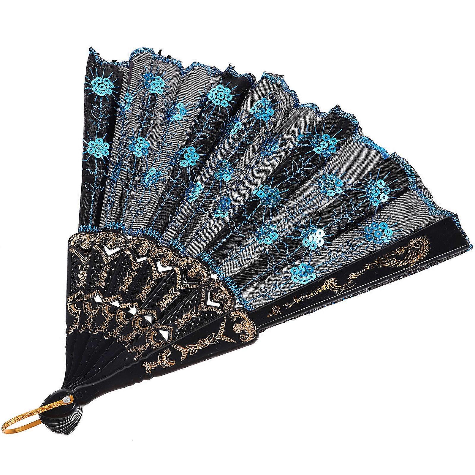 Elegant Embroidered Hand Fan Handheld Folding Fan for Party Use 4Pcs