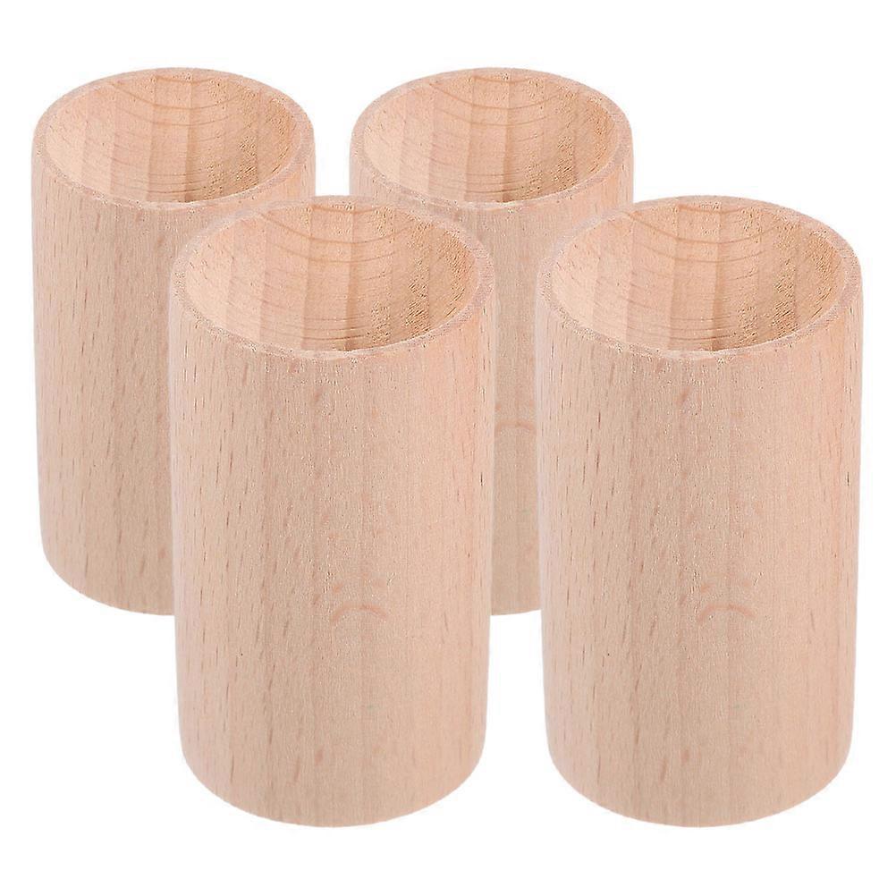 Wood Diffuser Mini Cylinder Pedestal Stand for Essential Oil Use 5Pcs Khaki
