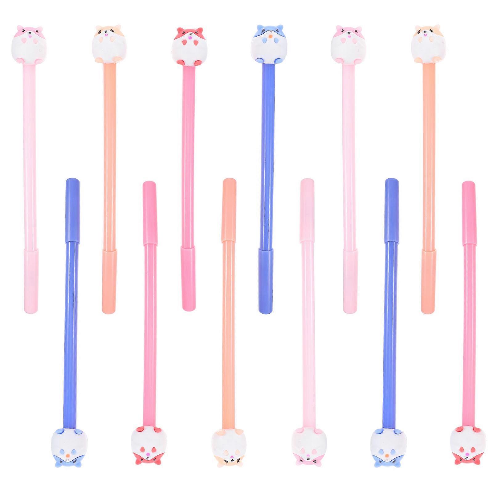 Writing Pens For Students Cartoon Pattern Gel Pen Creative Neutral Pens Assorted Color 18.00X1.00X1.00CM Replaceable Core 12Pcs 1Set
