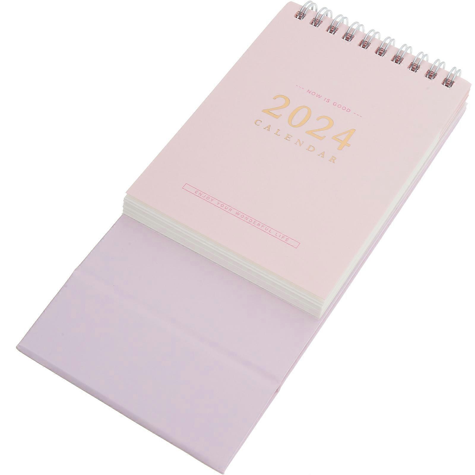 2Pcs Desk Calendar Month Calendar for Office and Home Use Pink Paper