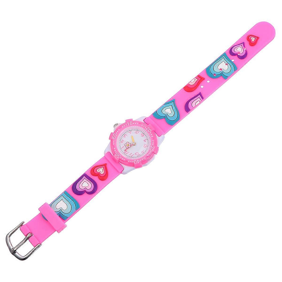 Children Wristwatch Kids Watch for Daily Use 3Pcs Cartoon Heart Pattern