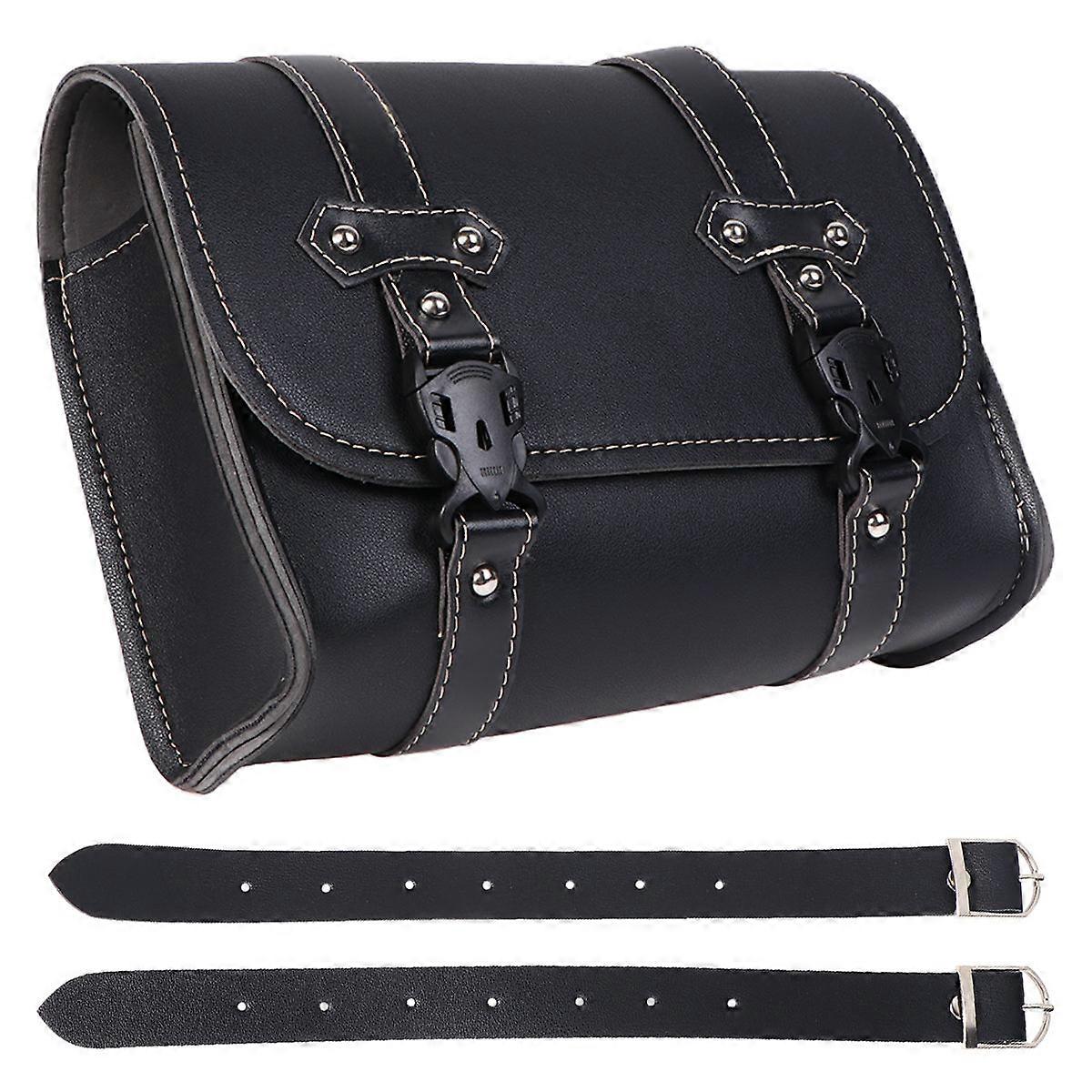 Motorcycle Side Bag Black PU Saddlebag for Storage Use 3Pcs