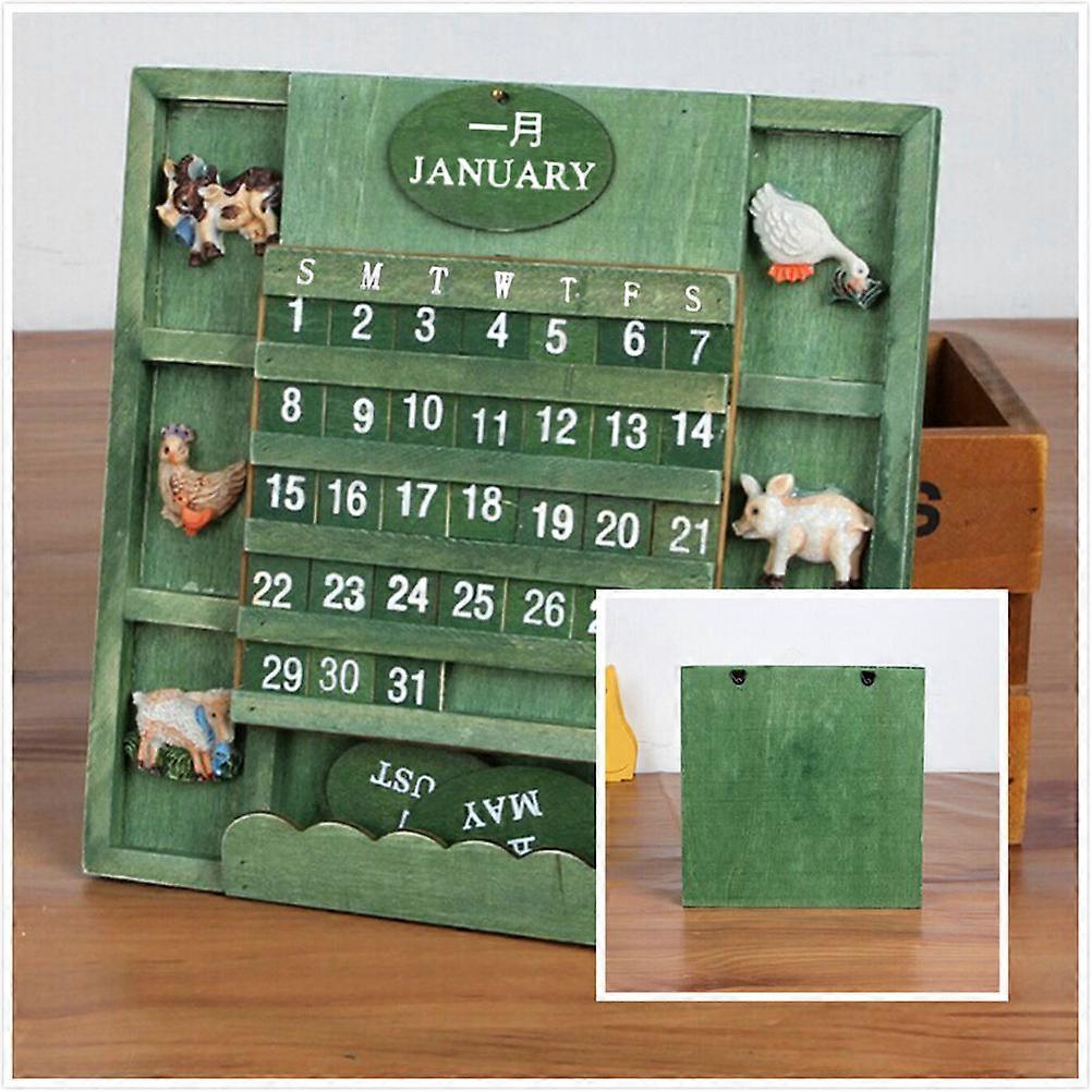 Manual Rotation Wood Perpetual Calendar for Home Decor and Office Use in Multi Color 1Pack