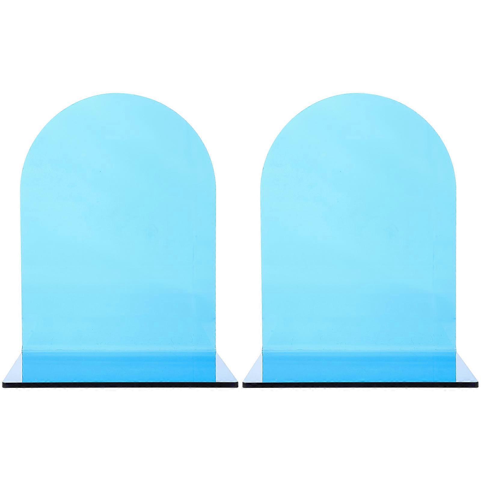 L-Shaped Transparent Bookends For Home Office And Study Room 15.5X12X10CM Display Support Blue Color 2Pcs