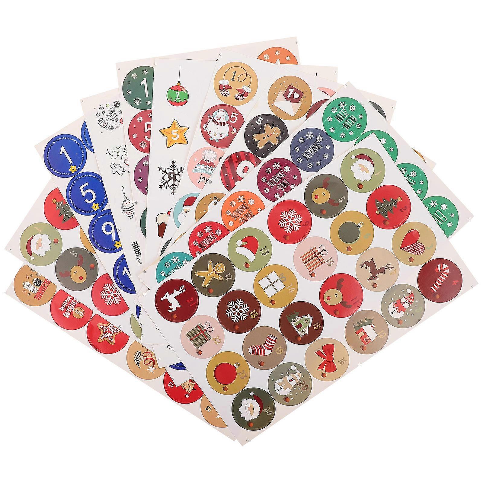 Christmas Advent Calendar Stickers for Sealing 10 Sheets Set