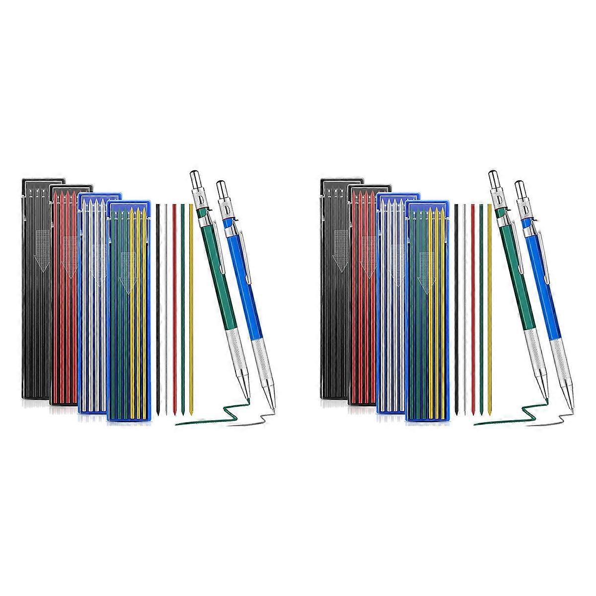 2 Pcs Welders Pencil with 48 PCS Round Refills Mechanical Pencils