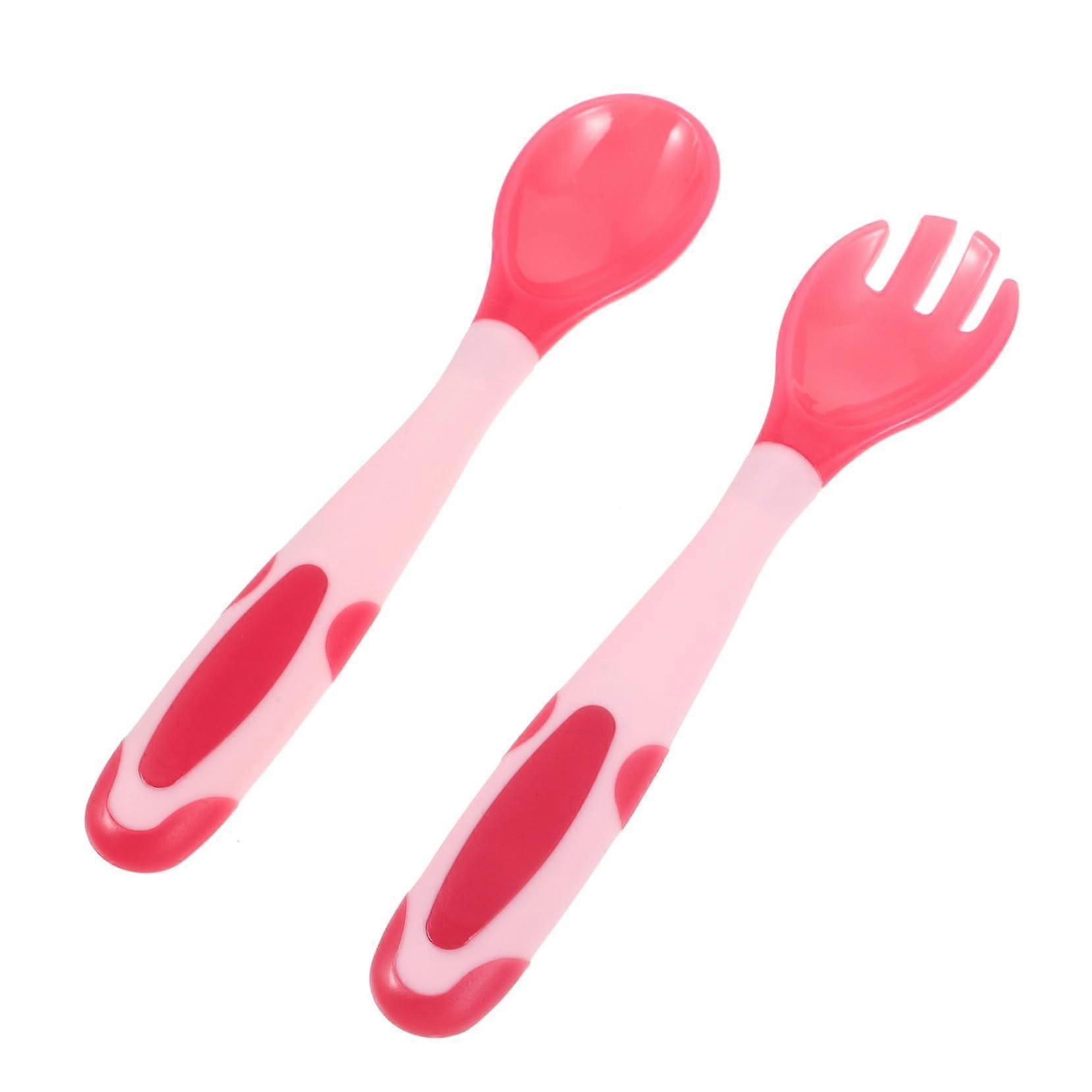 Bendable Spoon Fork for Left-Handed Training Cutlery With Comfortable Grip Lightweight Utensils for Self-Feeding Pink