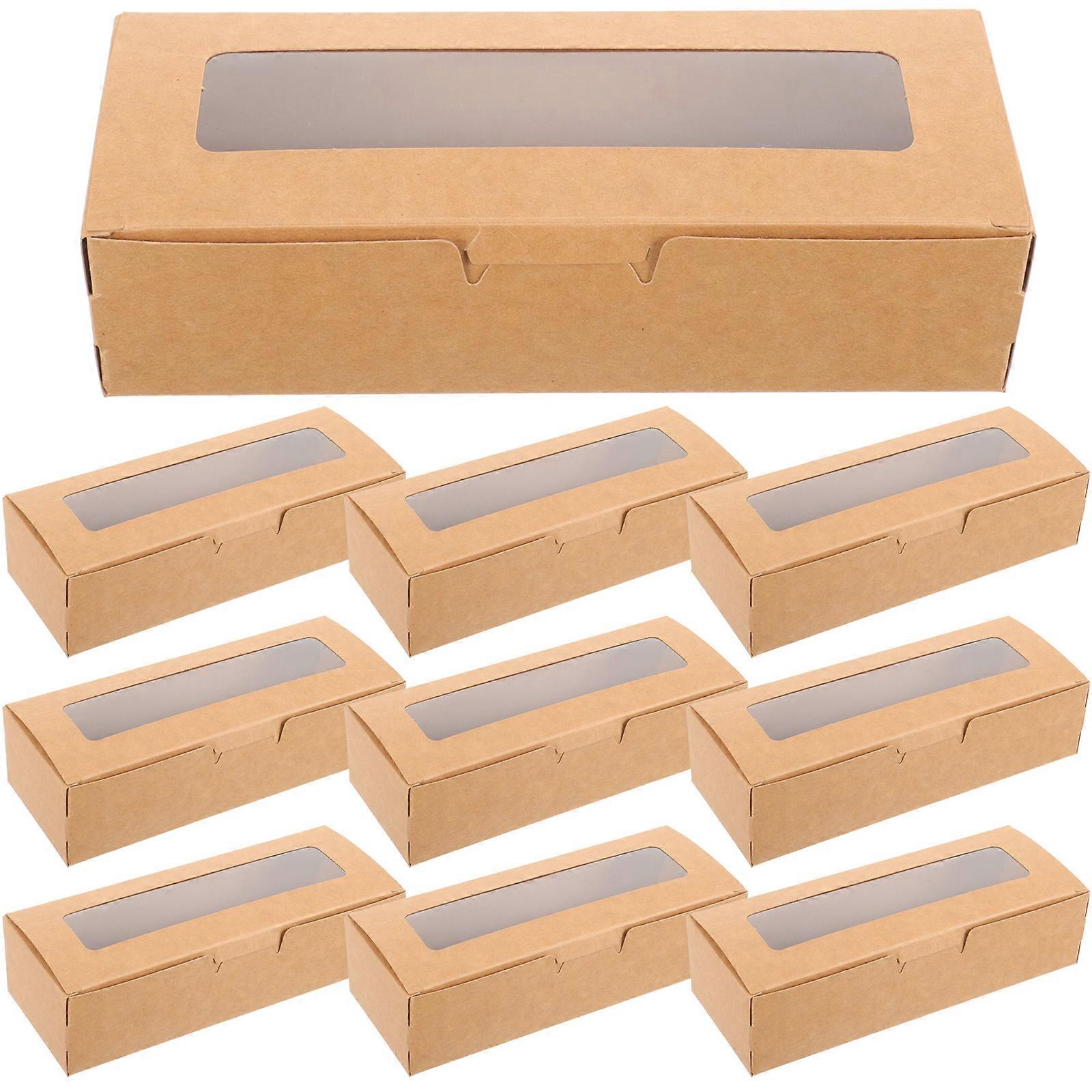 Khaki Cake Boxes with Window Kraft Paper Baking Packaging Boxes for Storage Use 20Pcs