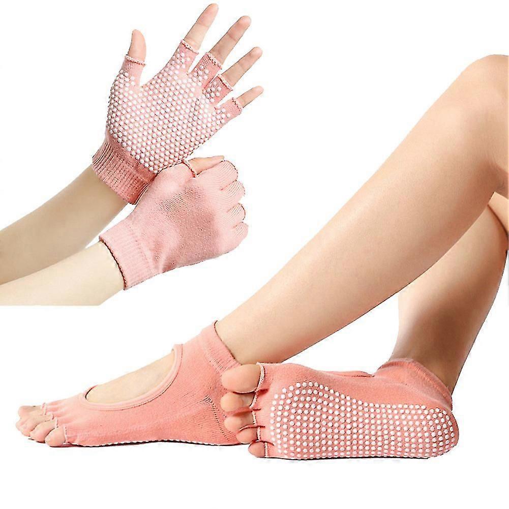 Αθλητικές κάλτσες γιόγκα γυμναστικής και γάντια που πέντε-toe αντιολισθητικές αναπνεύσιμες κάλτσες γάντι